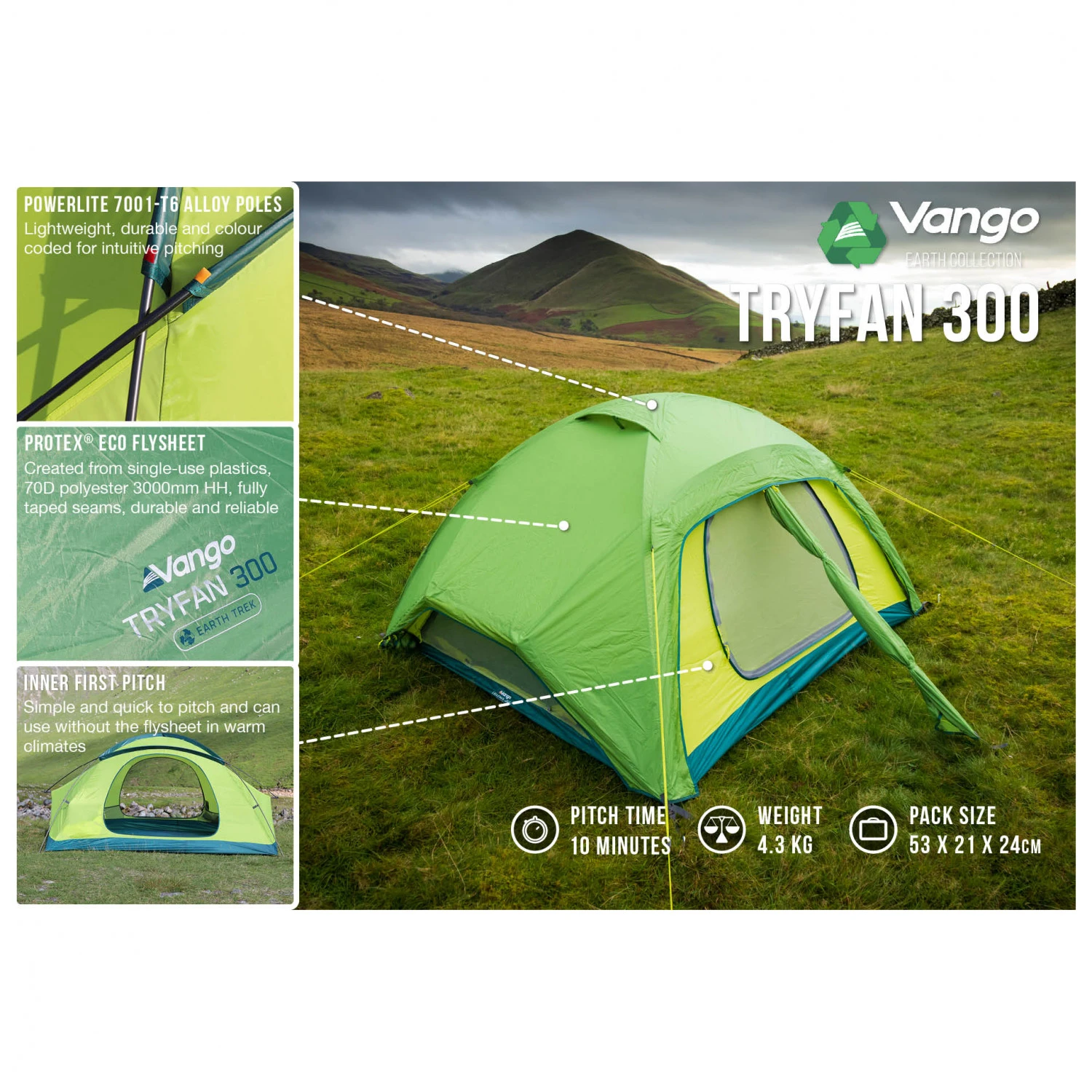 Vango Tryfan 300 - 3-person Tent 2 Vango Tryfan 300 - 3-person Tent - Image 2