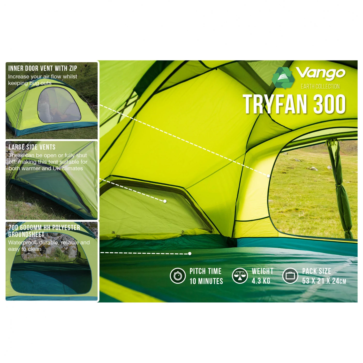 Vango Tryfan 300 - 3-person Tent 3 Vango Tryfan 300 - 3-person Tent - Image 3